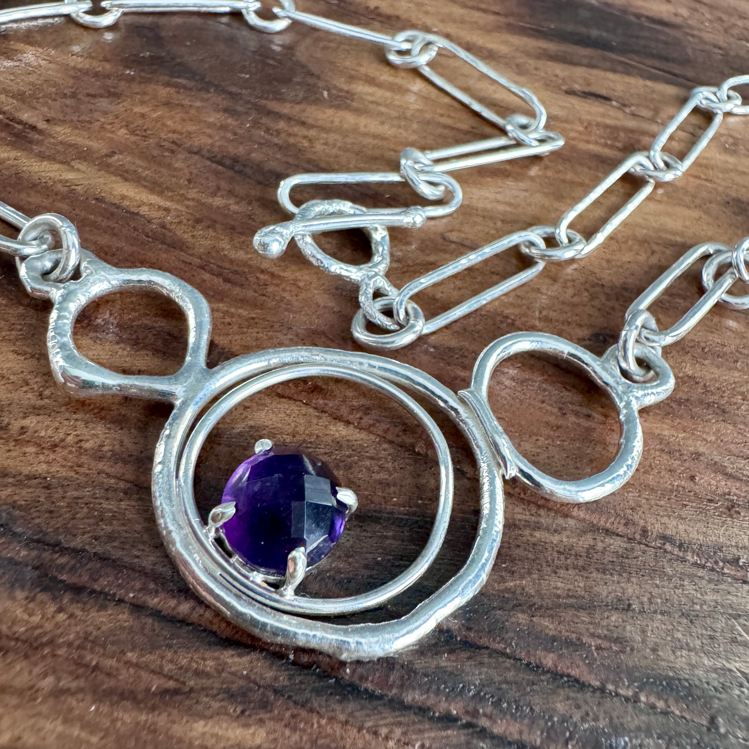 Flame Sculpted Handmade Chain with Amethyst – Jammin Hammer
