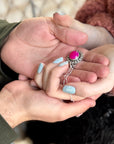 RUBY CHALCENDONY FUNKY FLOWER PENDANT