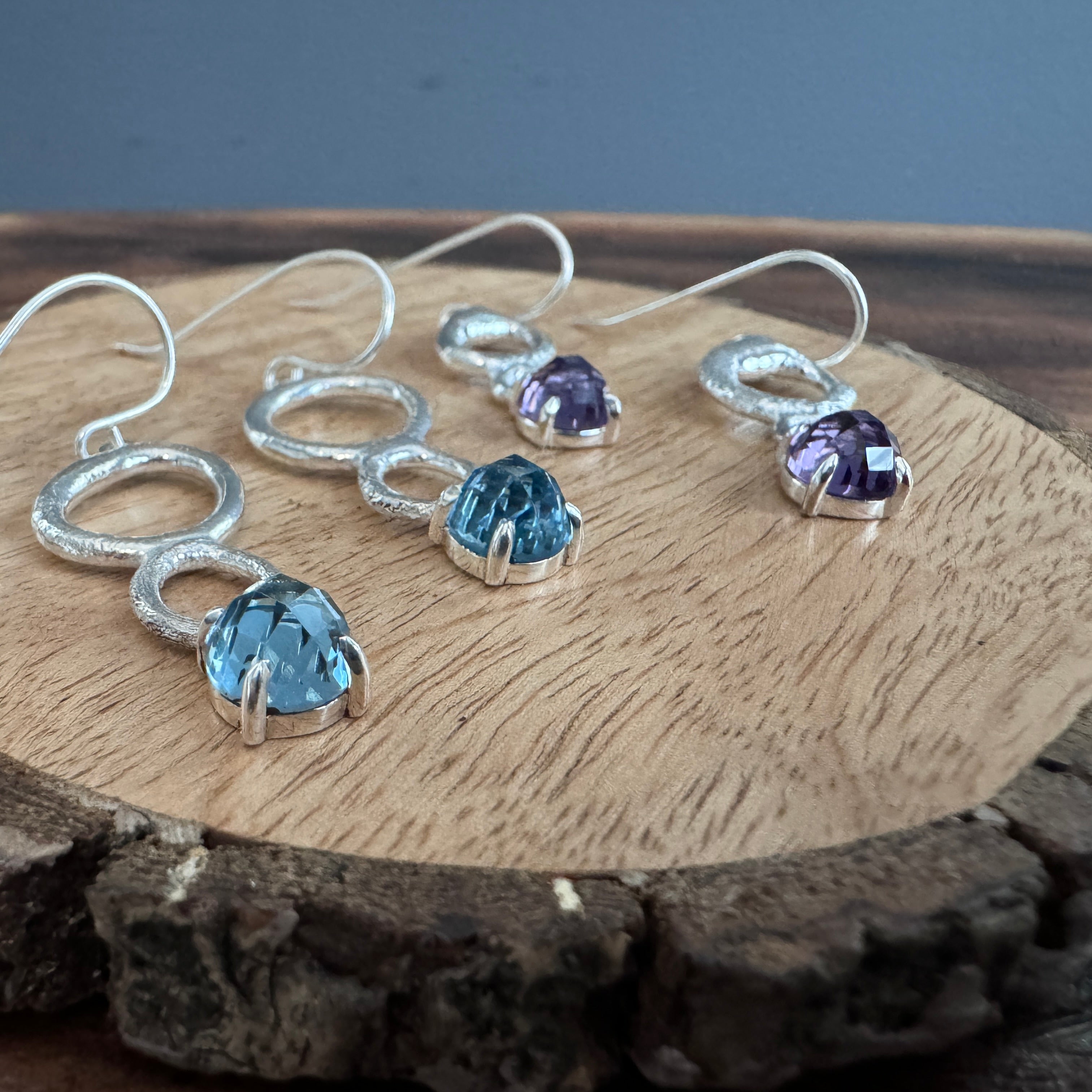 Double Bubble Blue Topaz or Amethyst Earrings – Jammin Hammer
