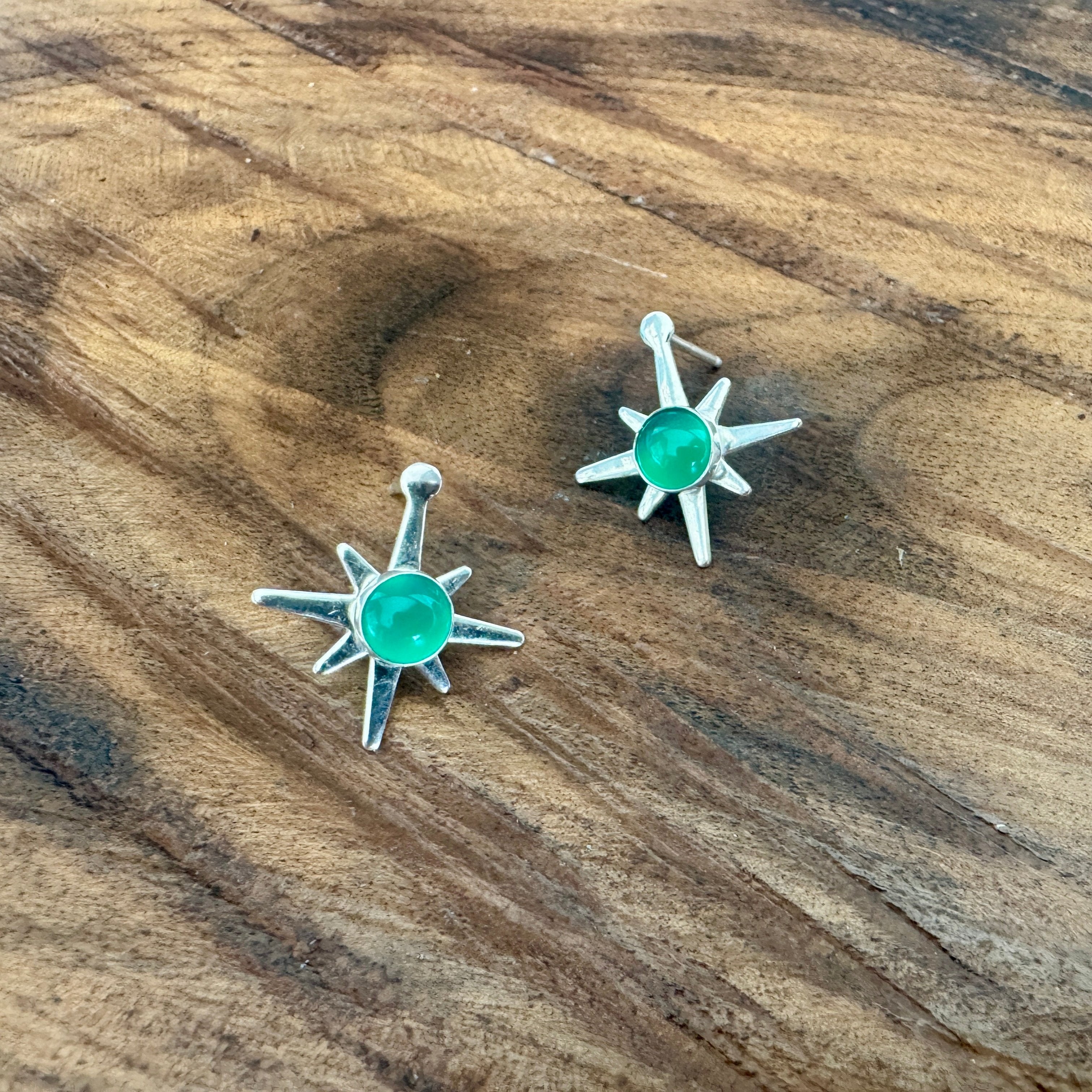 Green Onyx Star Burst Studs