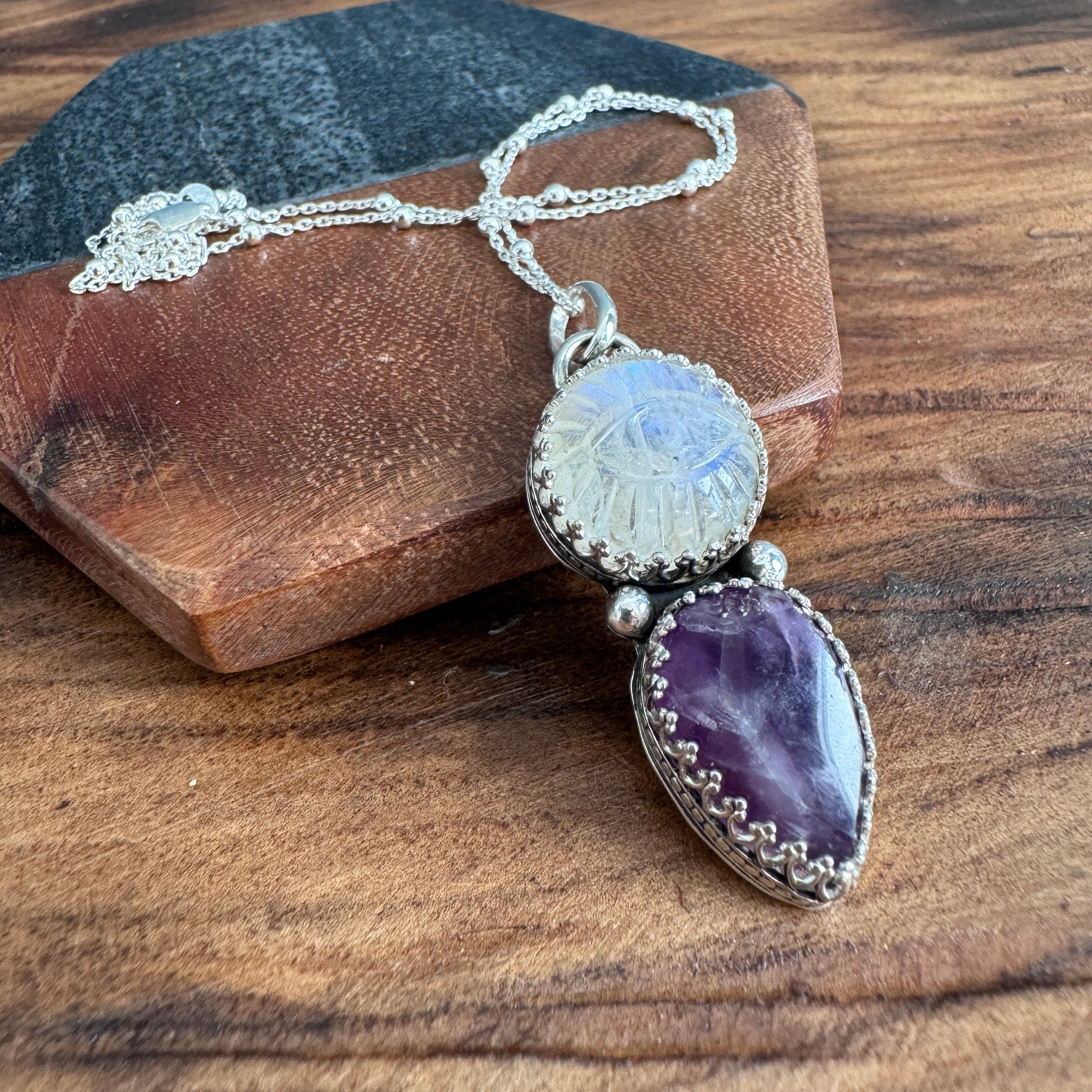Moonstone Eye and Amethyst