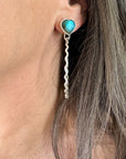 Labradorite Wave Hoop Post Earrings
