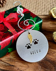 Round Pet Ornament with Paw Prints