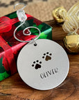 Round Pet Ornament with Paw Prints