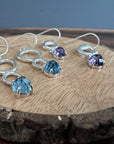 Double Bubble Blue Topaz or Amethyst Earrings