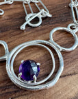 Flame Sculpted Handmade Chain with Amethyst