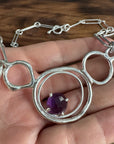 Flame Sculpted Handmade Chain with Amethyst