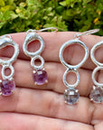 Double Bubble Blue Topaz or Amethyst Earrings