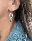 Double Bubble Blue Topaz or Amethyst Earrings