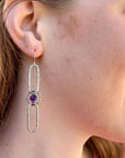 Amethyst Double Paperclip Birthstone Earrings