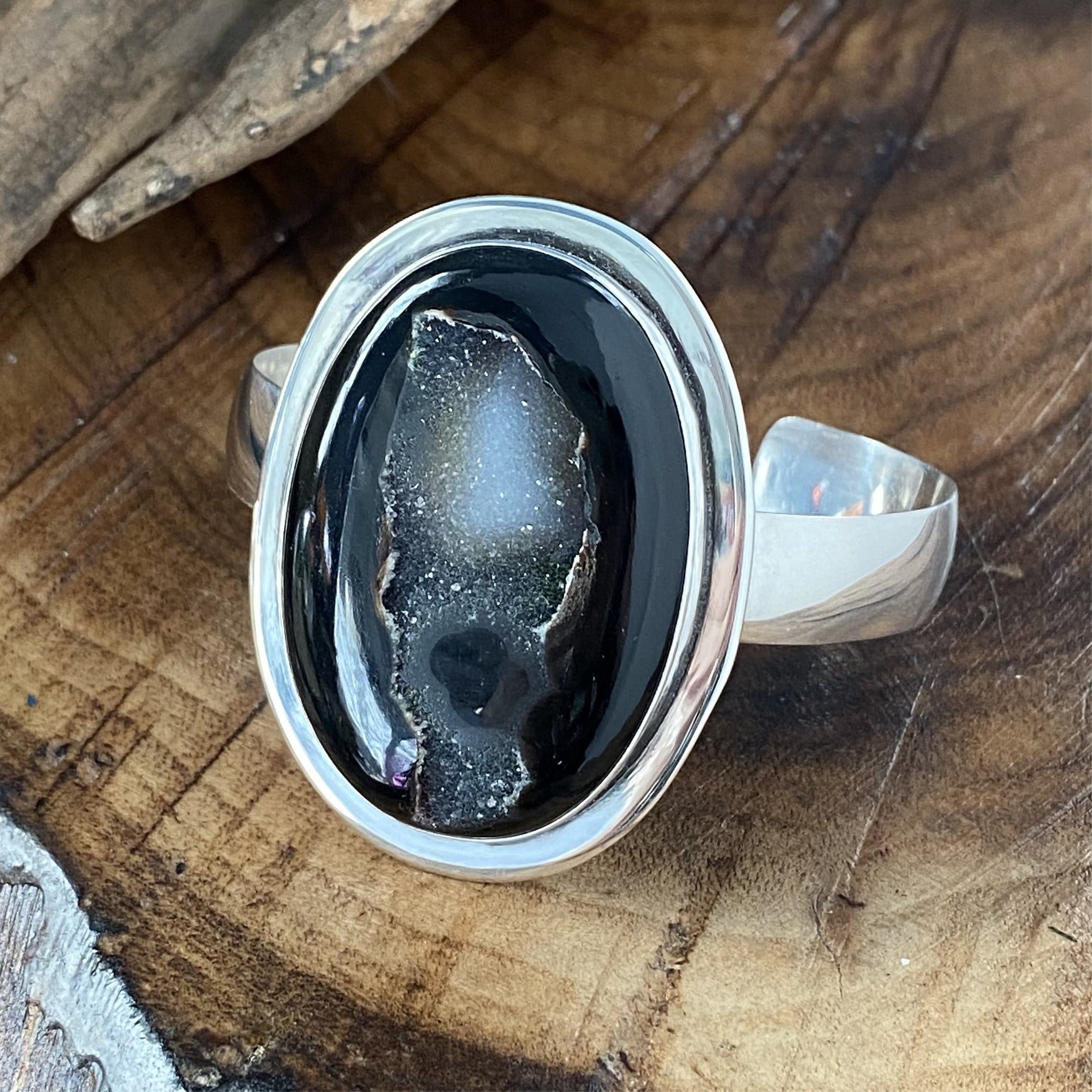 BIG BLACK ONYX DRUZY CUFF